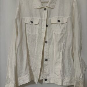 Kenar Lightweight white linen Button-Front Jean Jacket